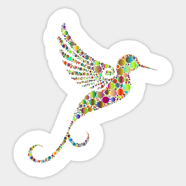 Hummingbird in prismatic colourful design with circles 1 Sticker by Montanescu